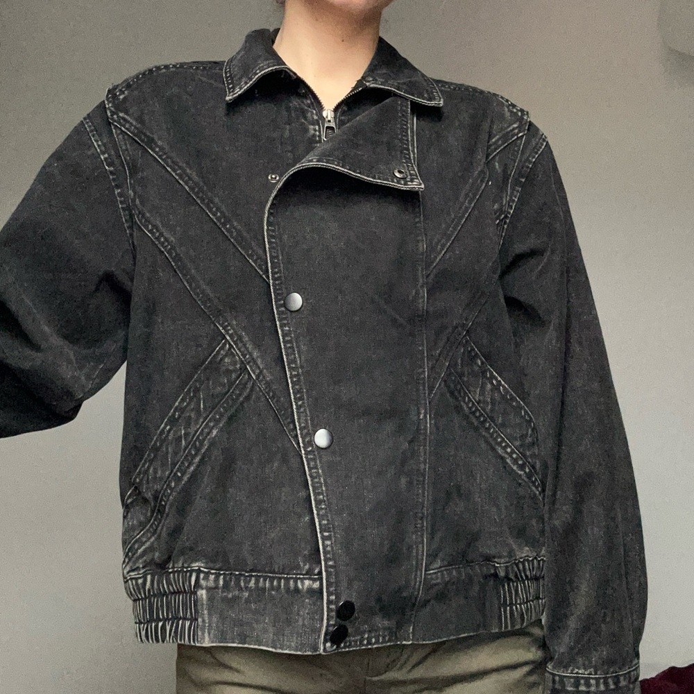 Vintage Black Oversized Denim Jacket
